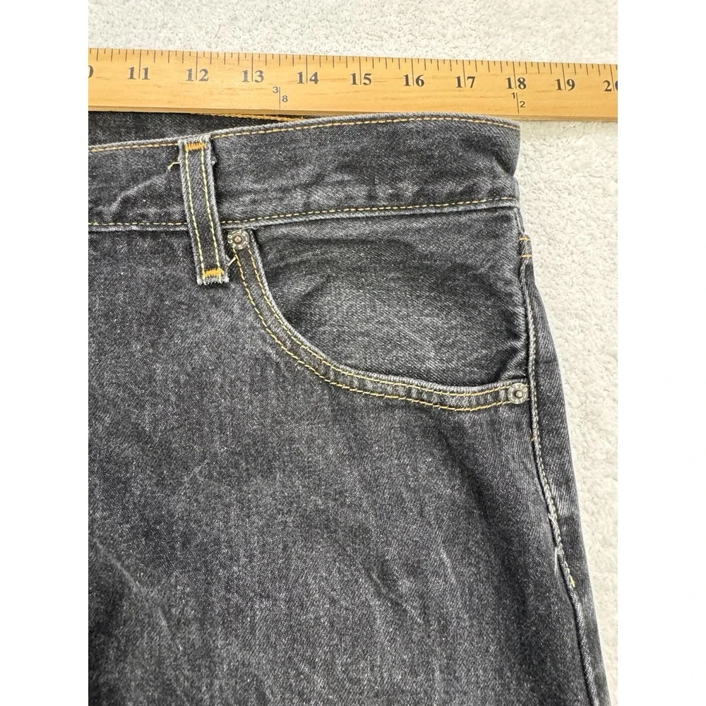 Levi's 501 Jeans Men 38x32 Black Straight Leg Button Fly Distressed Denim‎